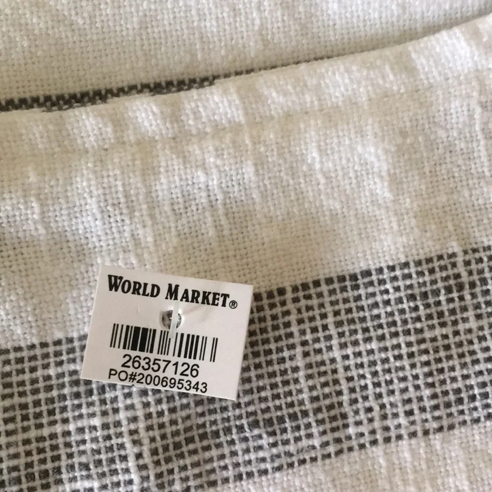 World Market Apron India 100% Cotton Farmhouse White Blue Stripe 29